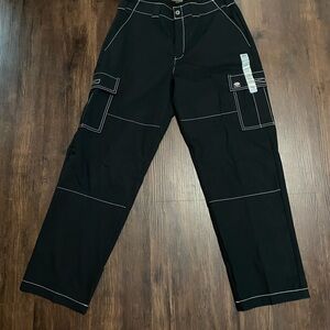 Dickies Black Cargo Pants with Contrast Stitching